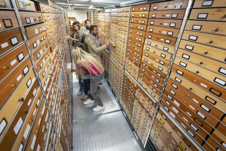 Ondernemers krijgen een rondleiding door de collectie