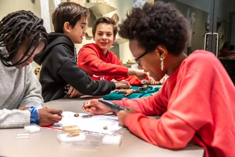 Kids in Naturalis workshop dino fossils